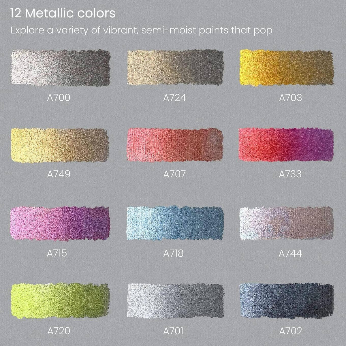 Arteza® Metallic & Iridescent Watercolor Half Pans 12 pc.