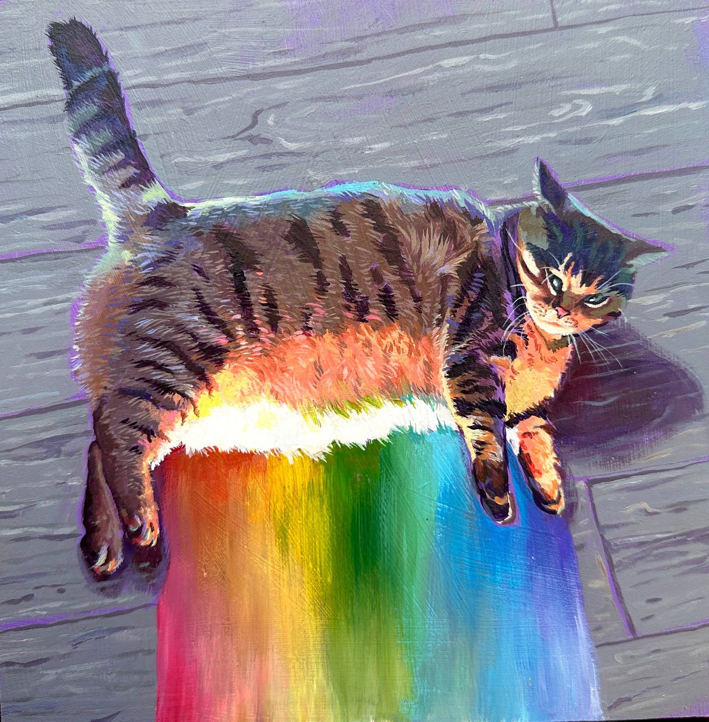 Rainbow Meme Cat Art Print: Funny Kitty Pride Poster