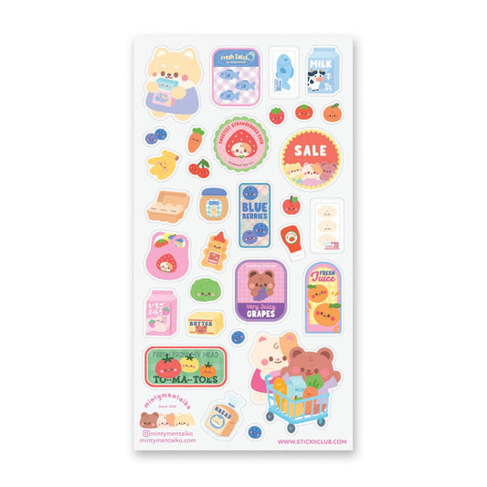 Kawaii Grocery Run Sticker Sheet