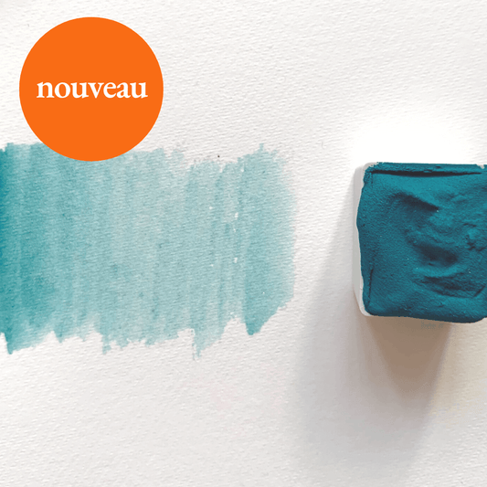 NEW - Handmade watercolor - Blue green Le Lac