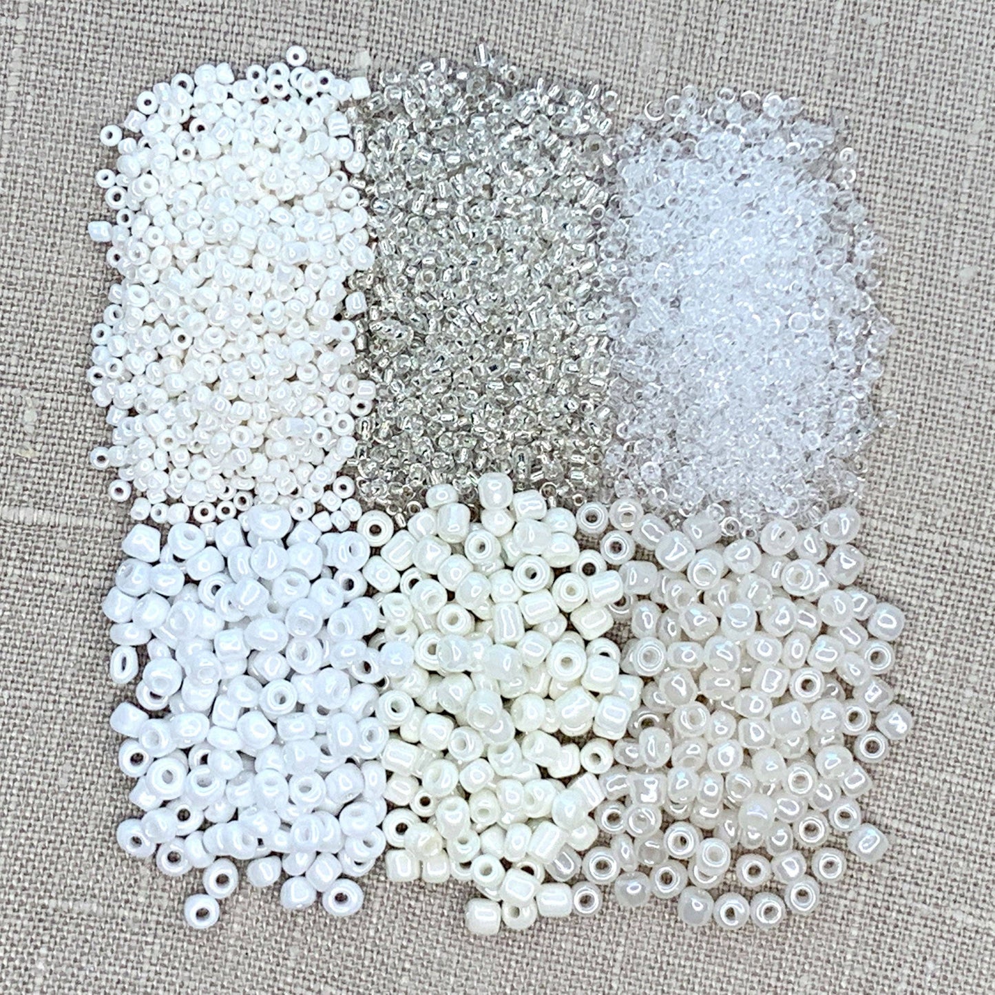 Mixed Seed Bead Assortment, Clear/White 60gm