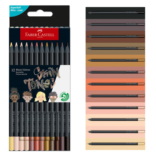 Super Soft Black Edition Color Pencils: 12 Ct Skin Tones