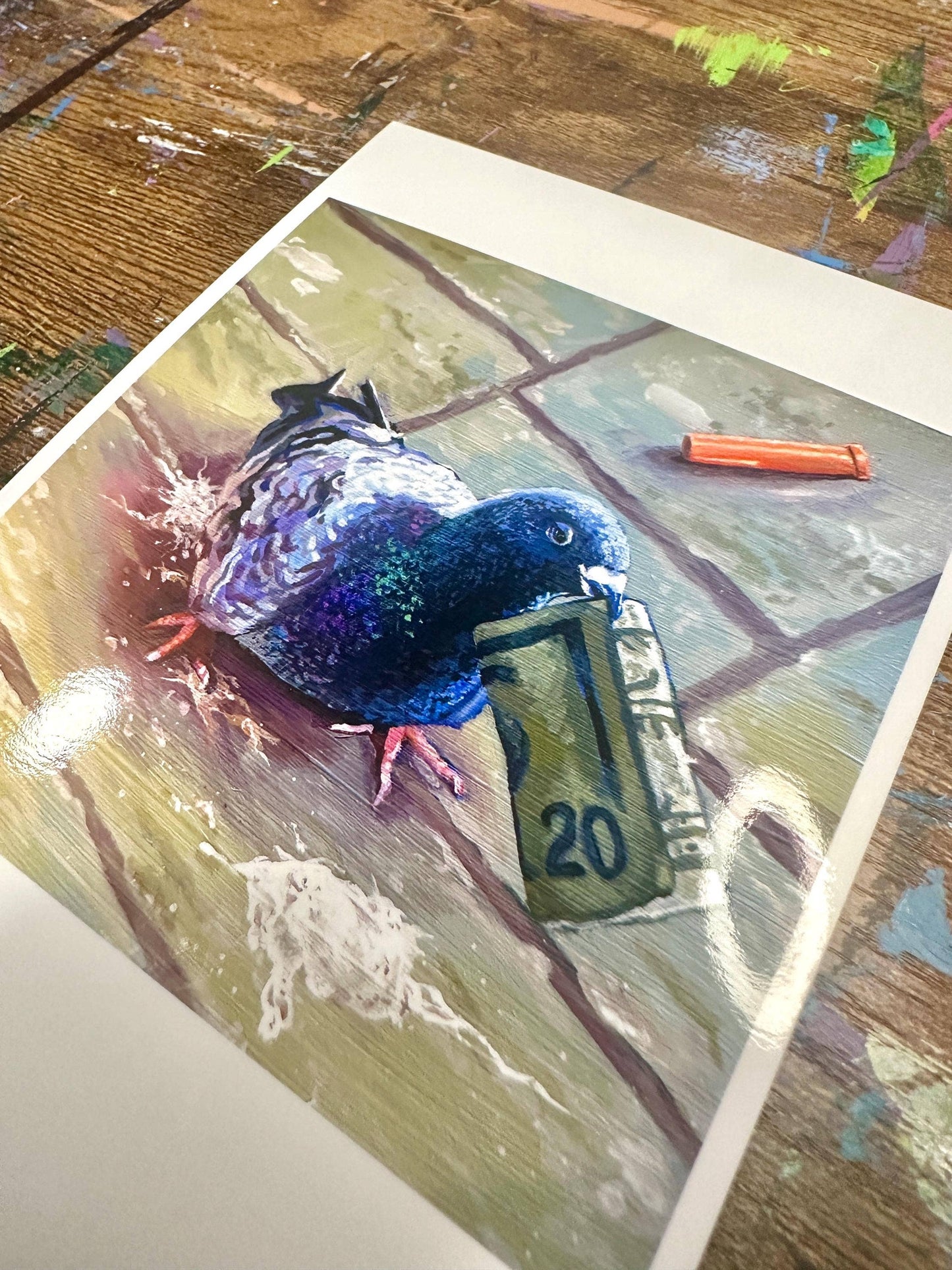 Art Print: Funny Pigeon with Cash