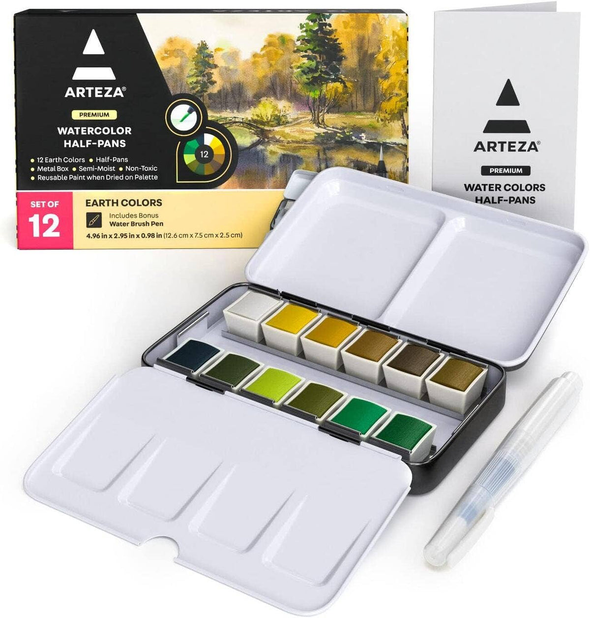 Arteza® Watercolor Half Pans Set - Earth Colors, 12 pc.