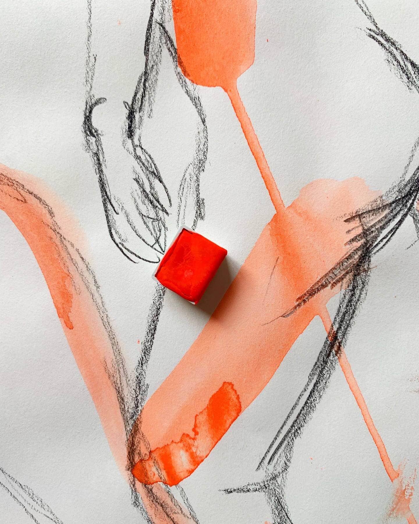 Fluo handmade watercolor - Explosive orange