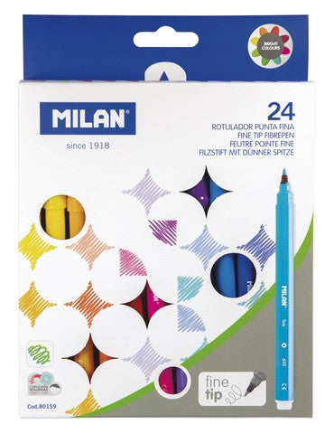 Milan Fine Tipped Water-Based Markers 24 Count