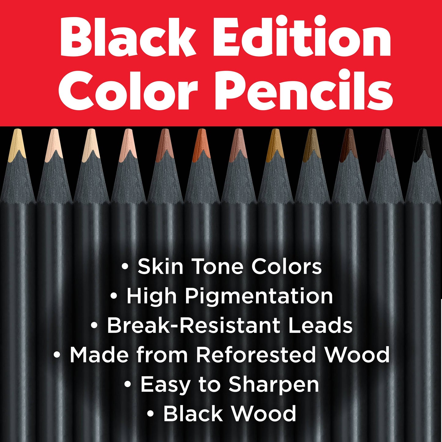 Super Soft Black Edition Color Pencils: 12 Ct Skin Tones
