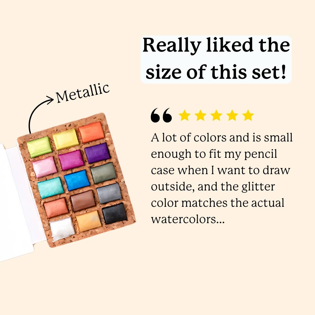 Watercolor Pans - Metallic 15 Colors (Casepack of 5)