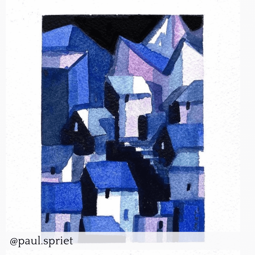 Handmade watercolor - Andromeda blue