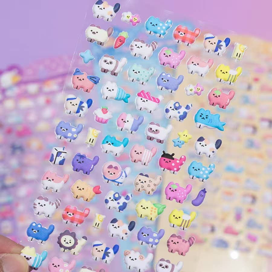 11082 Tiny Puffy Cat Dog Rabbit Stickers