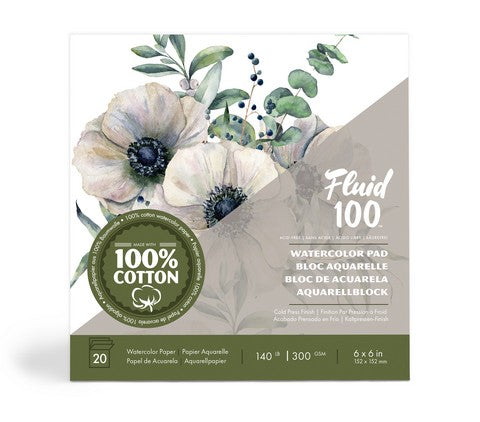 Fluid 100 Watercolor Cold Press 140LB 20SH Pad 6X6