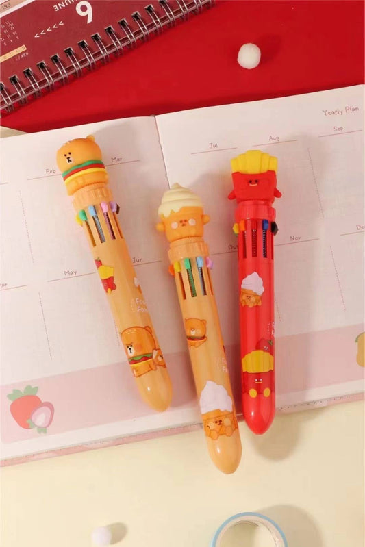 23009 FAST FOOD 10-COLOR RETRACTABLE BALL PEN-36