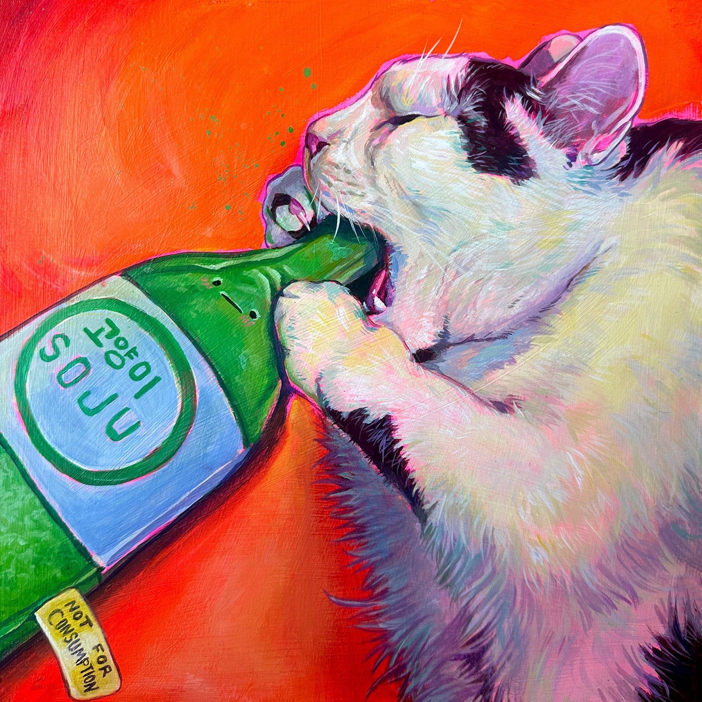 Art Print Soju Cat: Meme Home Decor