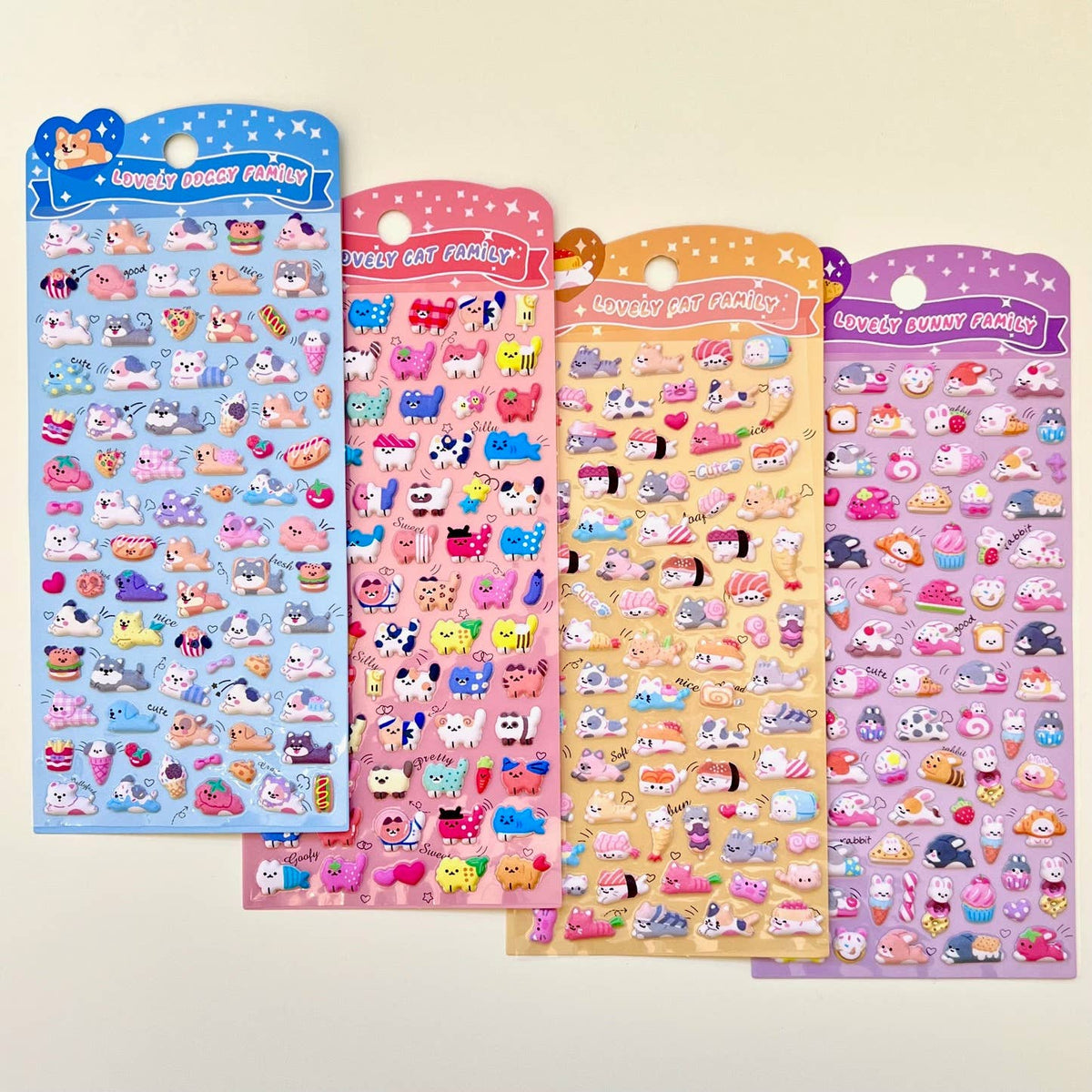 11082 Tiny Puffy Cat Dog Rabbit Stickers