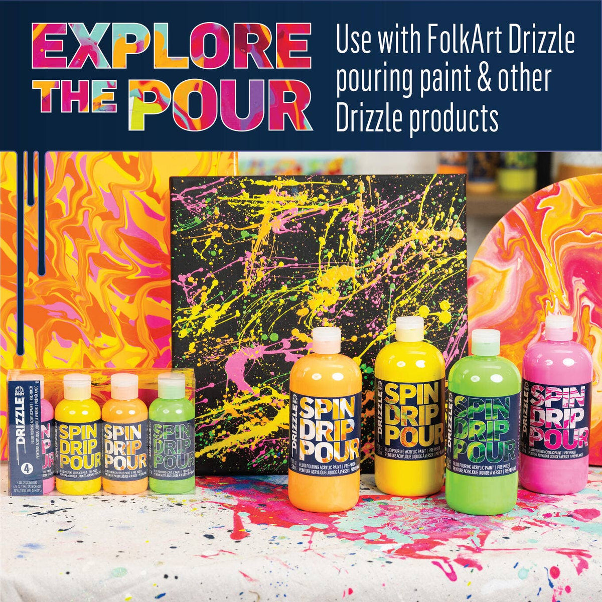 FolkArt ® Drizzle™ Paint Set Neon Lights, 4-Piece