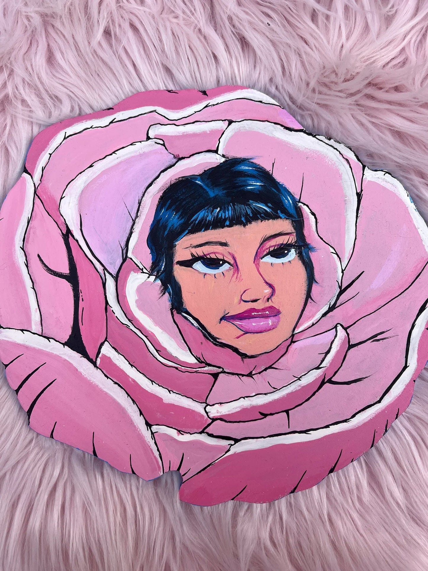 Gallery: HanFran - Pink Flower Power Woodcut