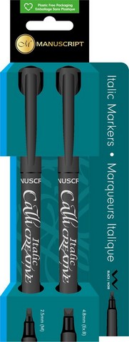 Manuscript Callicreative Italic Black Marker Twin Pack 2.5mm/4.8mm