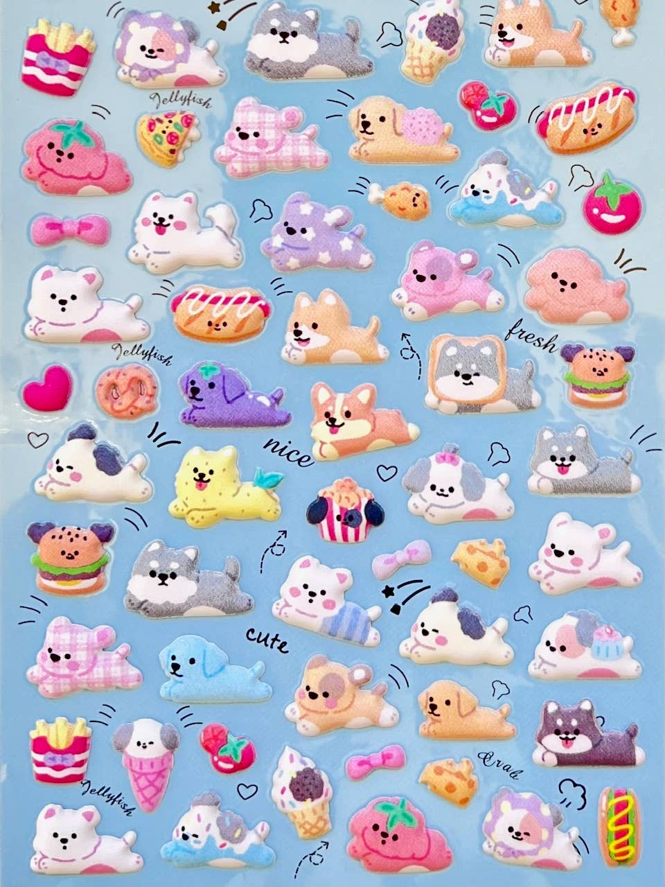 11082 Tiny Puffy Cat Dog Rabbit Stickers