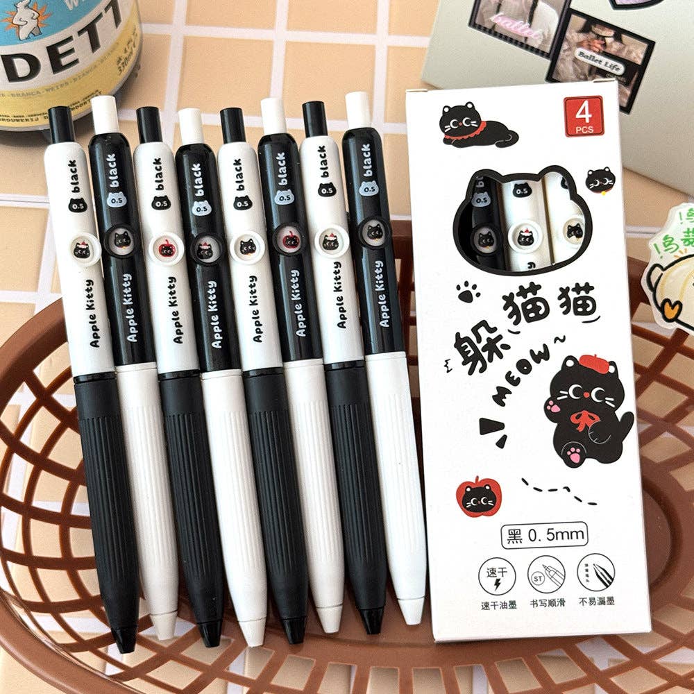 4-Pc Cat Gel Pen Set