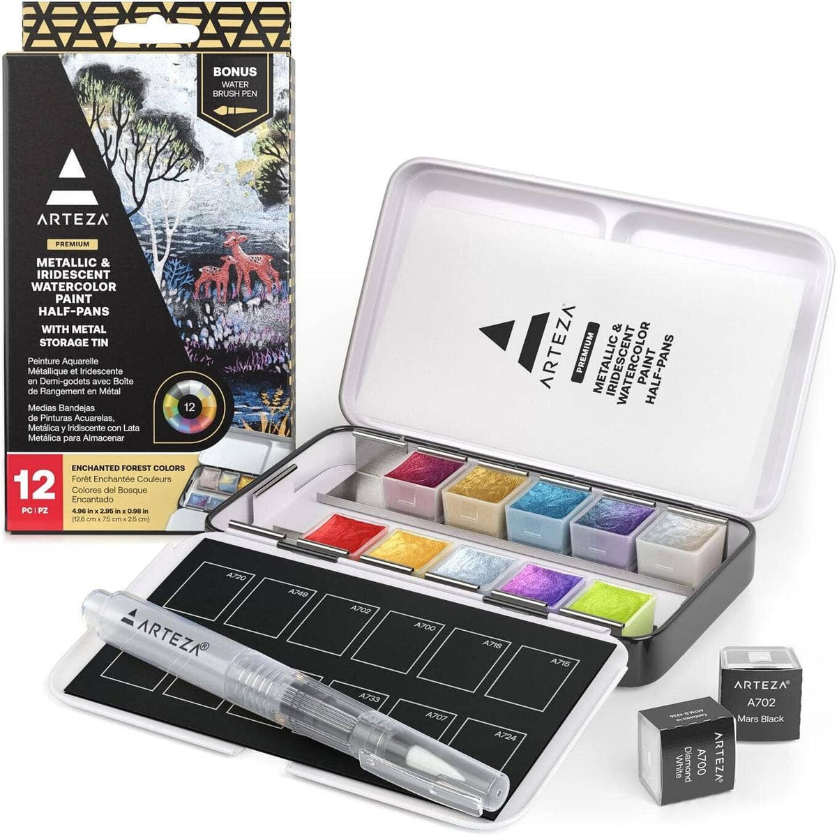 Arteza® Metallic & Iridescent Watercolor Half Pans 12 pc.