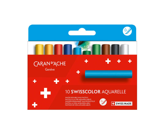 Set of 10 Wax Pastels, Water Soluble in Cardboard Box