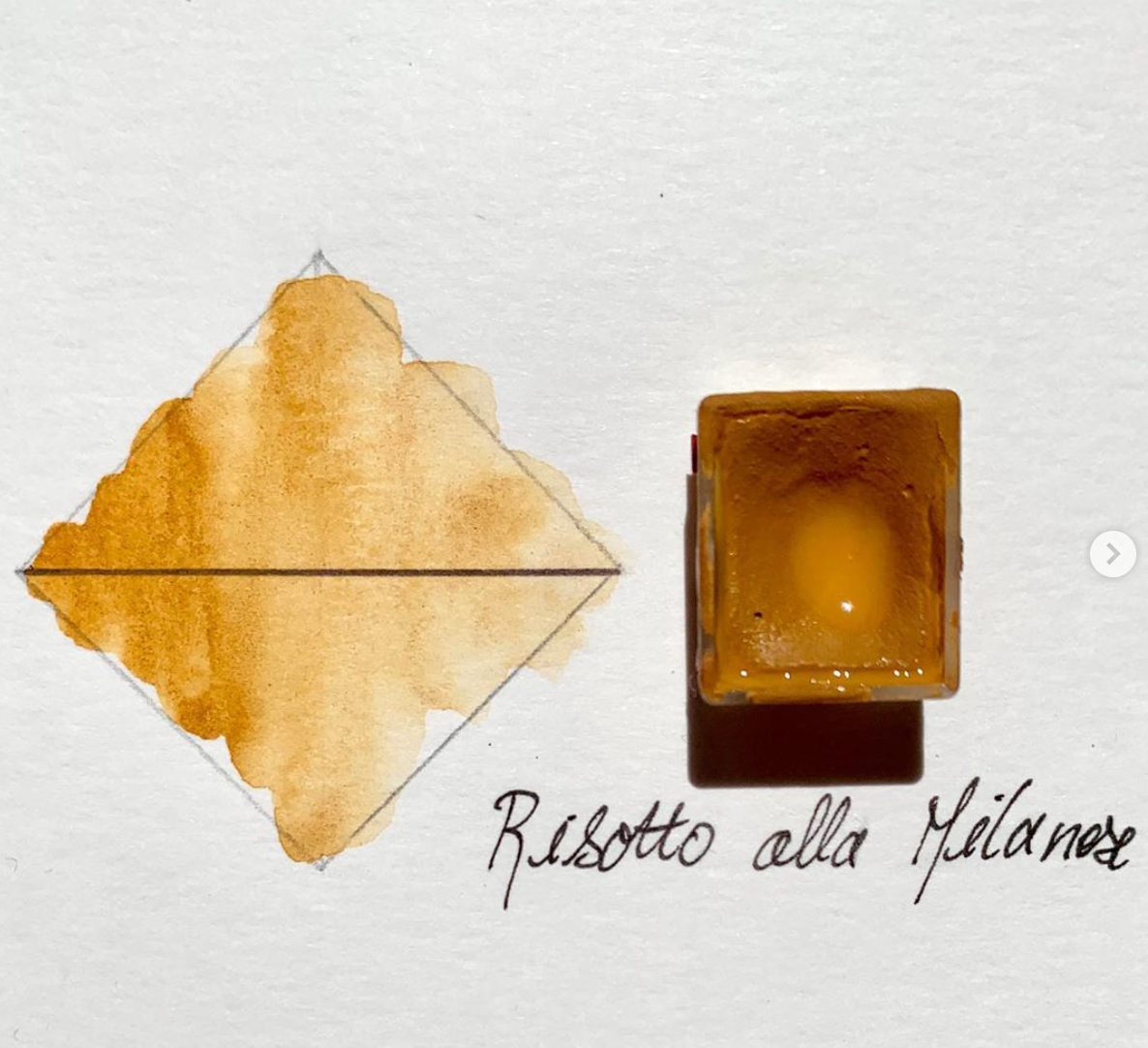 Handmade watercolor - Ocre Risotto alla Milanese