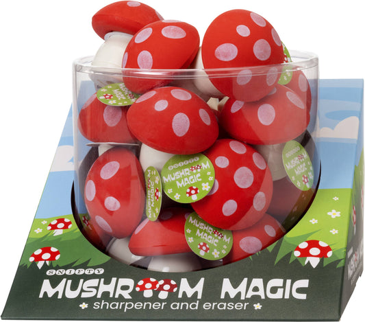 Mushroom Magic Sharpener+Eraser (ea)
