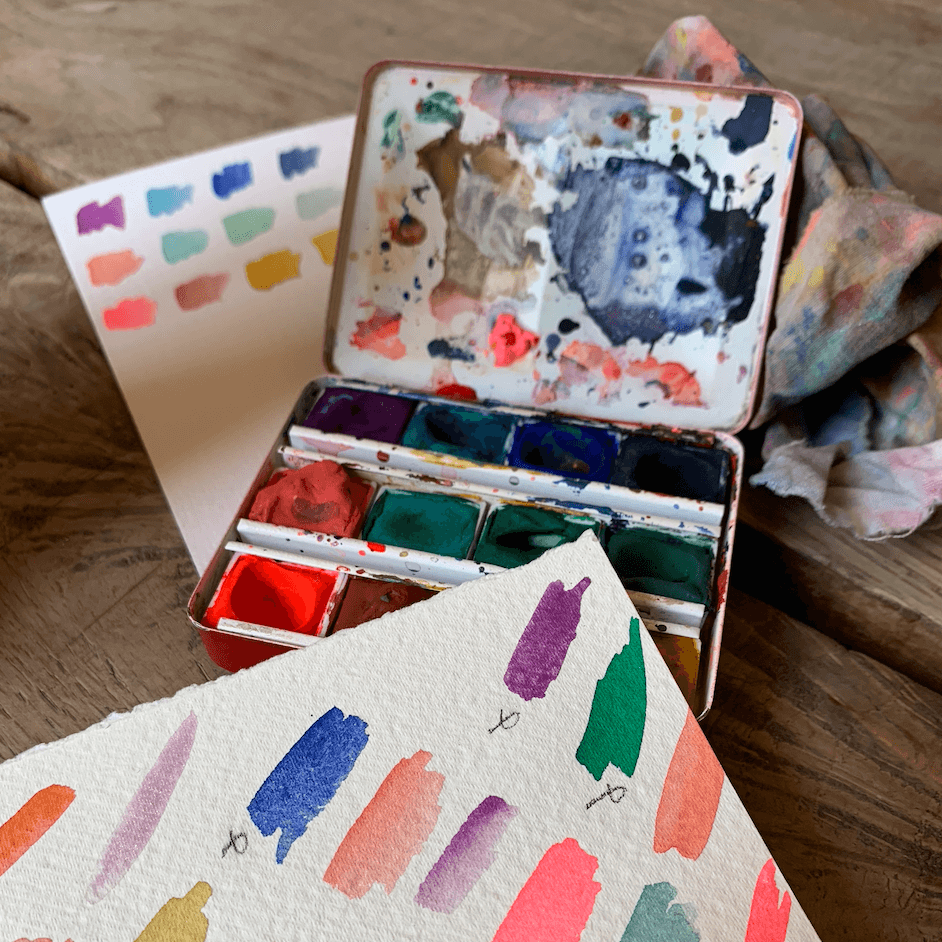 Handmade watercolor - Andromeda blue