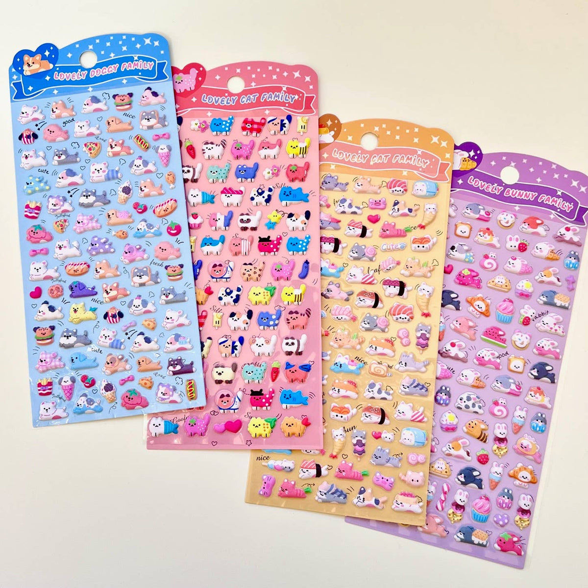 11082 Tiny Puffy Cat Dog Rabbit Stickers