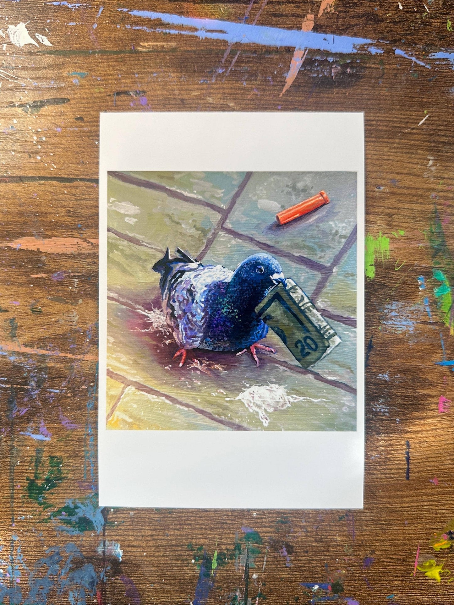 Art Print: Funny Pigeon with Cash