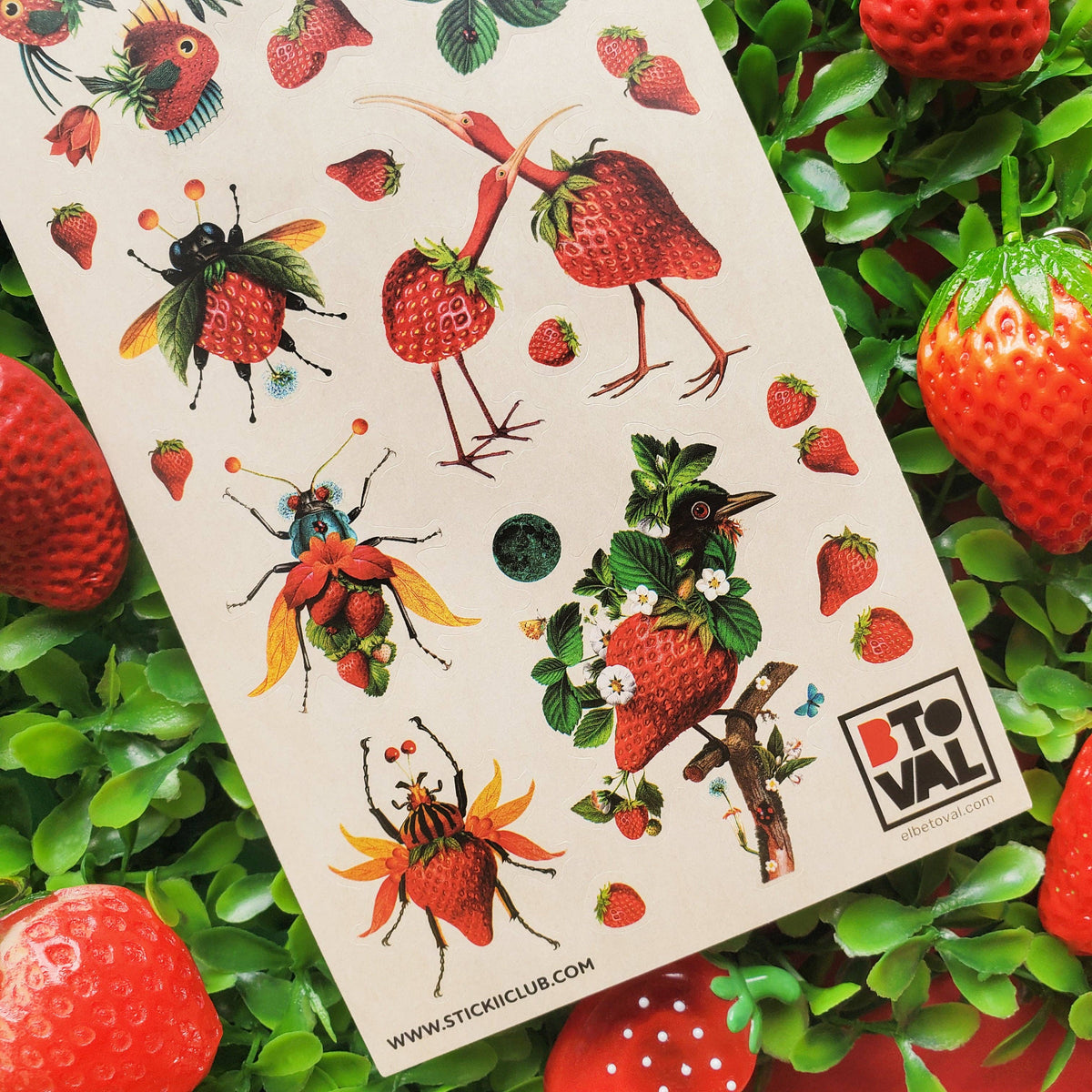 Strawberry Menagerie Sticker Sheet
