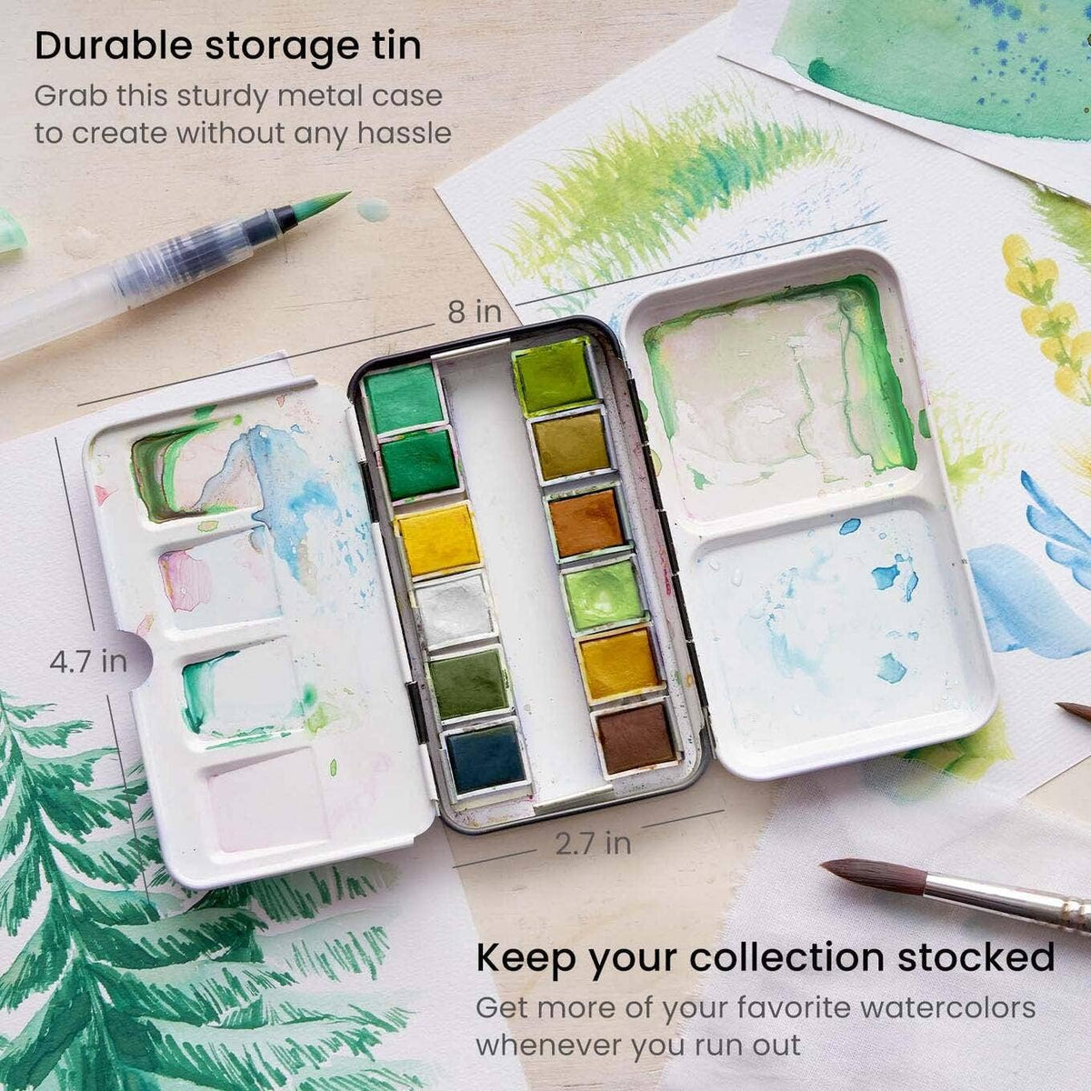 Arteza® Watercolor Half Pans Set - Earth Colors, 12 pc.