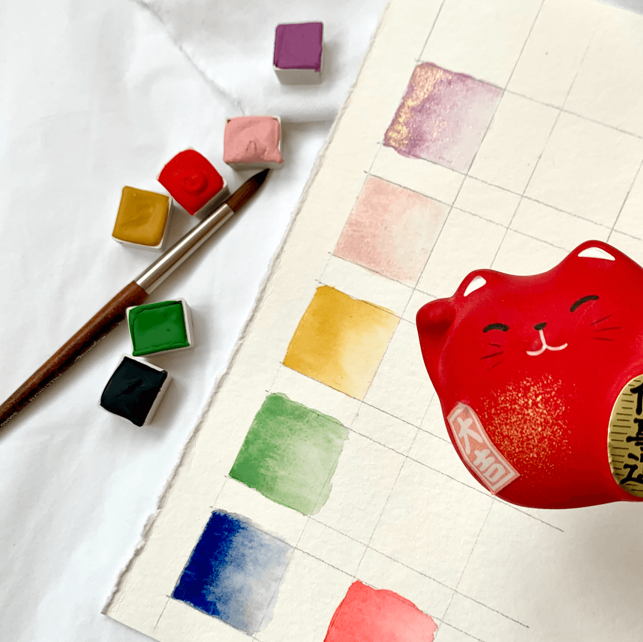 Handmade watercolor - Golden latte yellow