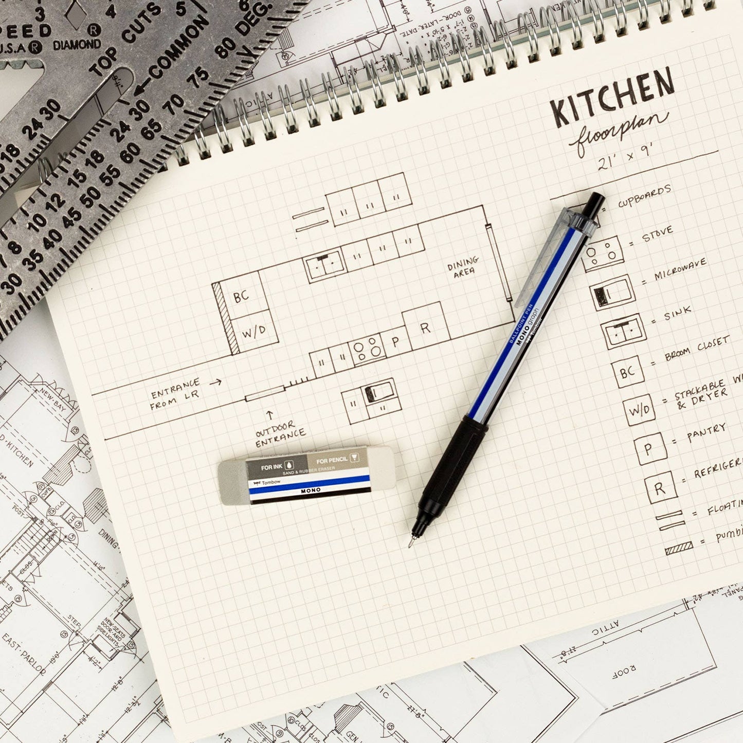 MONO Sand and Rubber Eraser - 40PC Display Box