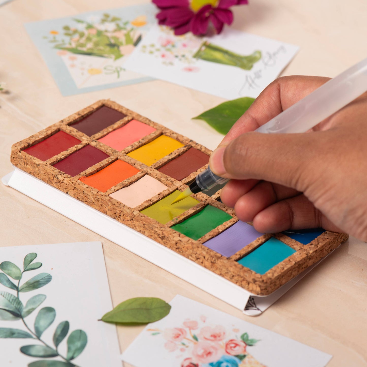 Spring Pans Set - 16 Watercolors | Ecofriendly | Handcrafted