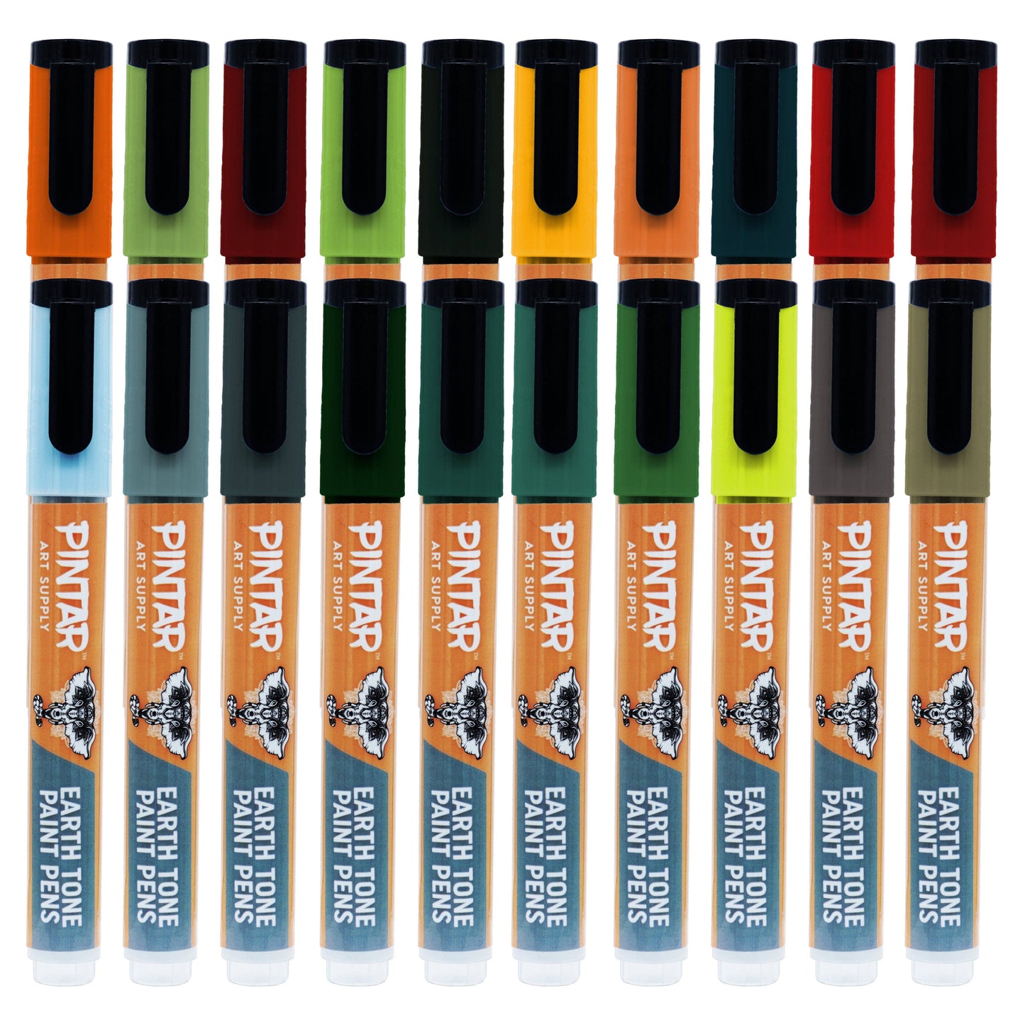 Pintar Earth Tone Paint Pens 5.0MM 20 Pack Marker Set with Medium Tip | Paint on Rocks, Canvas, Glass, Ceramics, Plastic, Fabric, Porcelain | Quick-Dry Action Tip Markers, Water-Based Formula