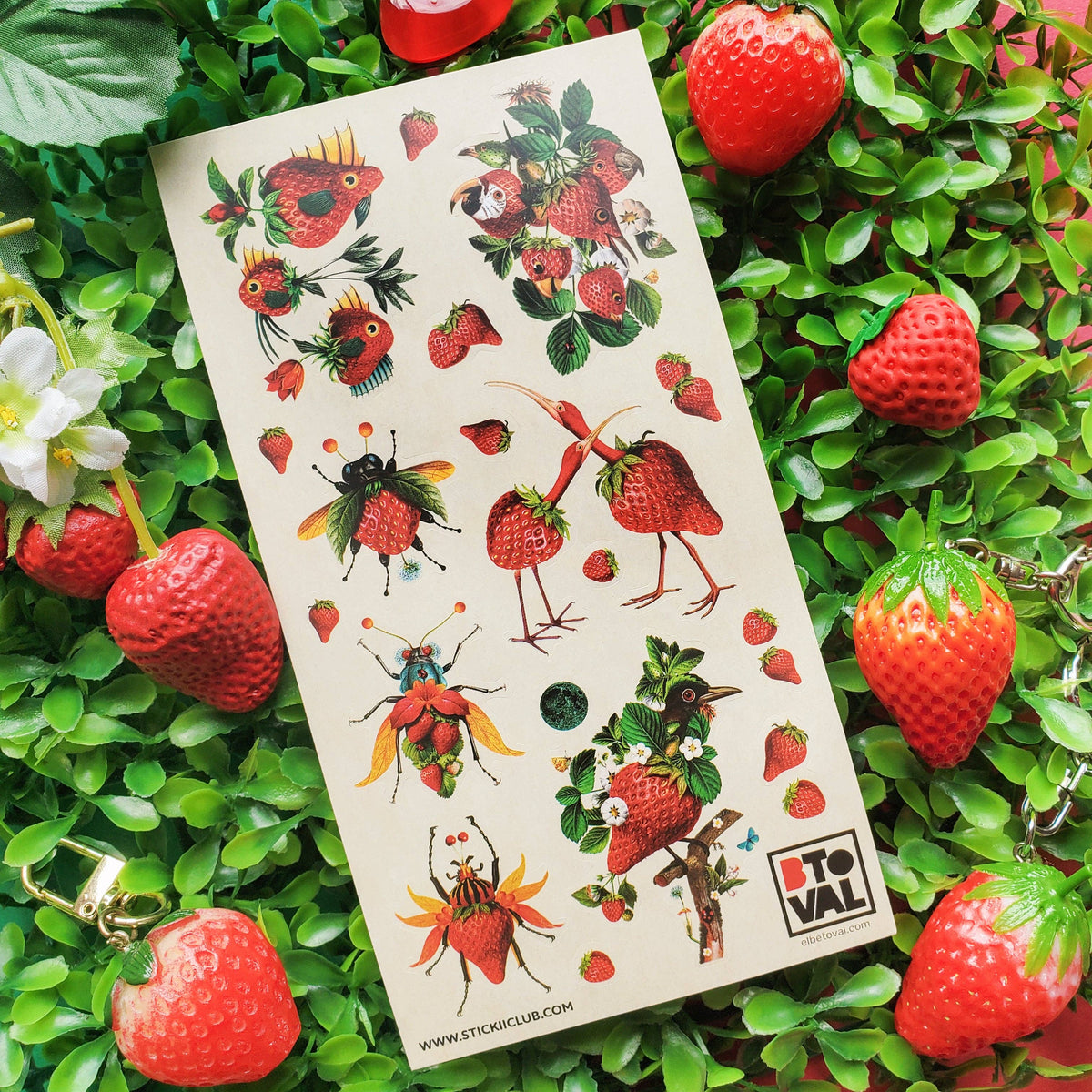 Strawberry Menagerie Sticker Sheet