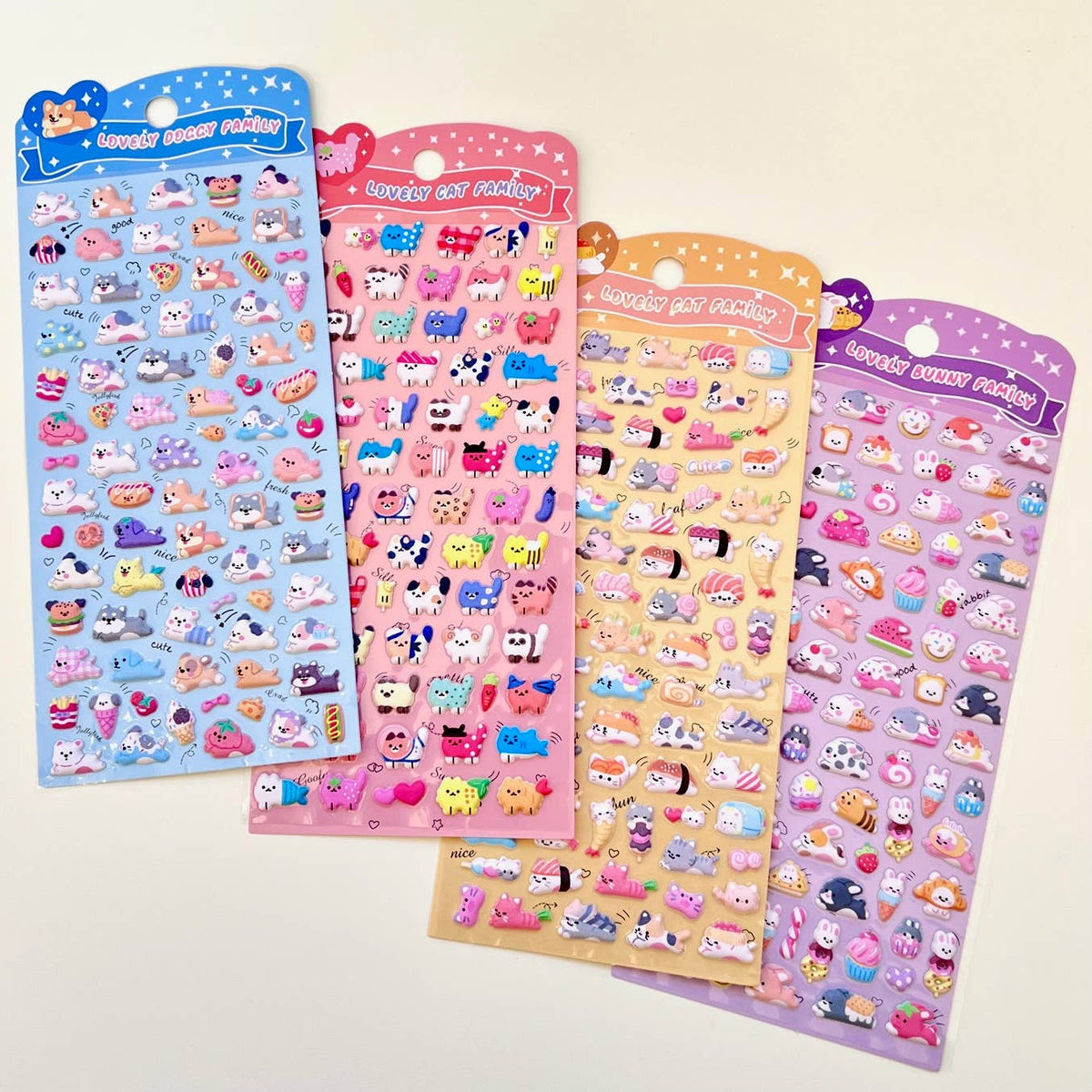 11082 Tiny Puffy Cat Dog Rabbit Stickers