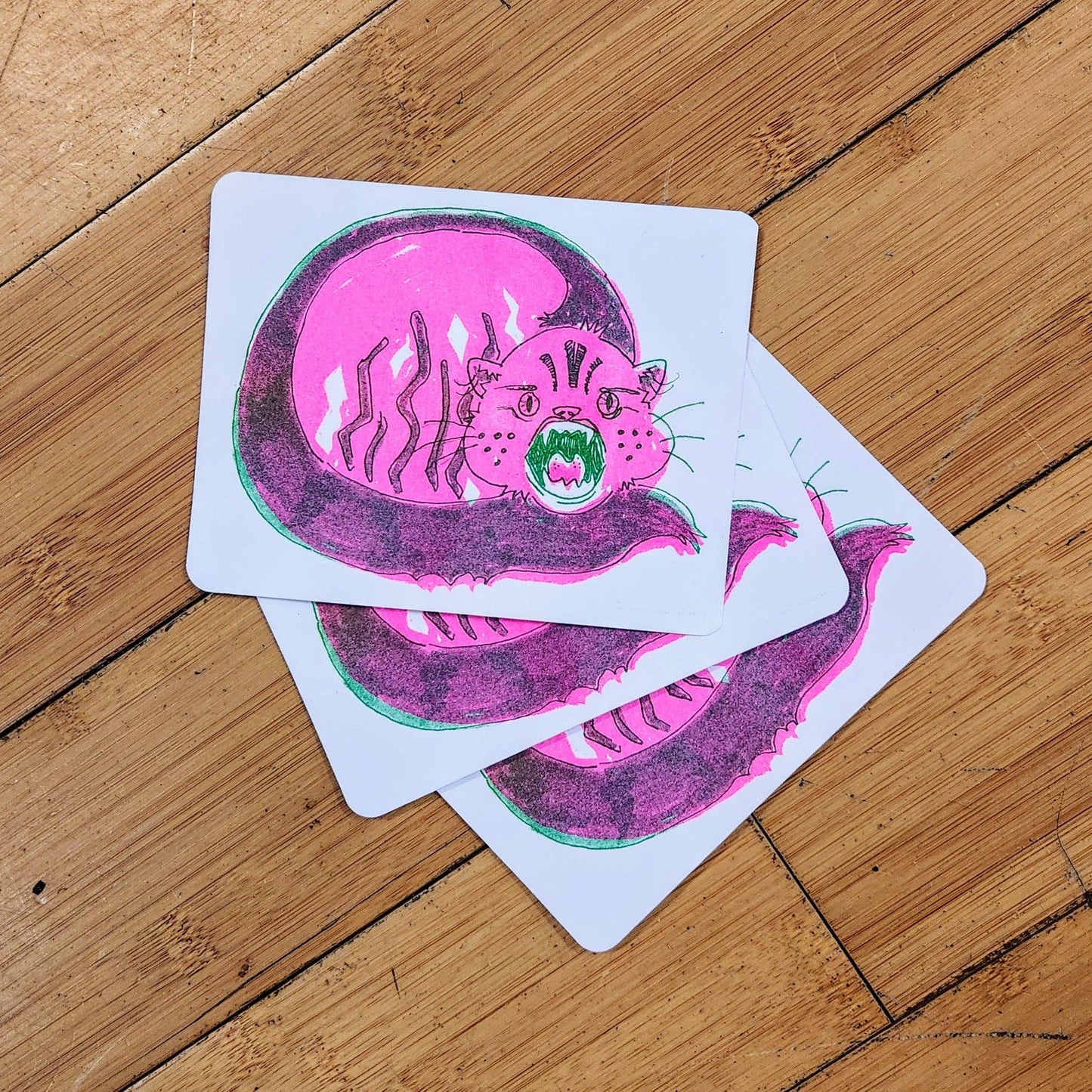 Push/Pull Risograph Postcard Print