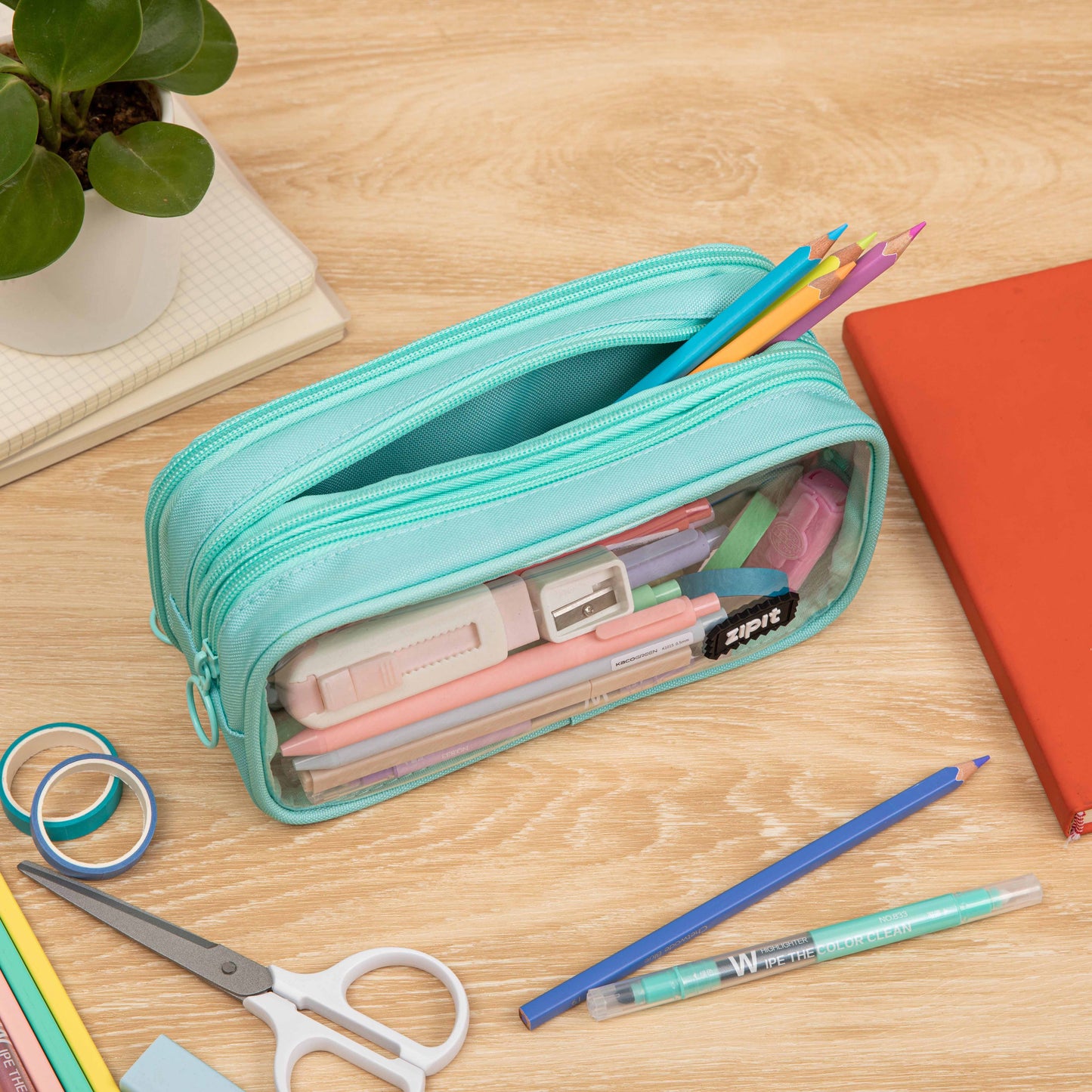 ZIPIT Half & Half Pencil Case, Aesthetic Pouch