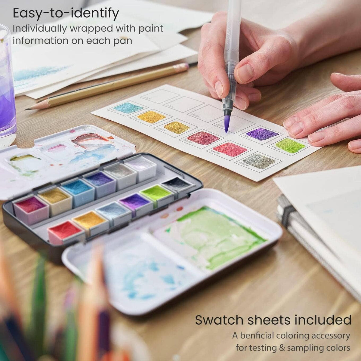 Arteza® Metallic & Iridescent Watercolor Half Pans 12 pc.