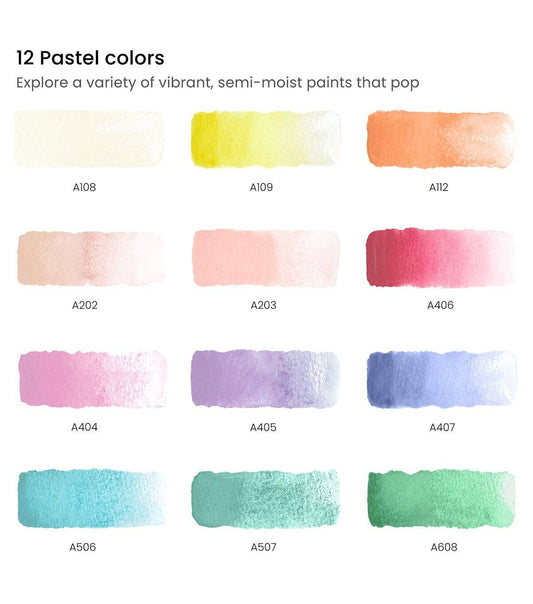 Arteza® Watercolor Half Pans Set - Pastel Colors, 12 pc.