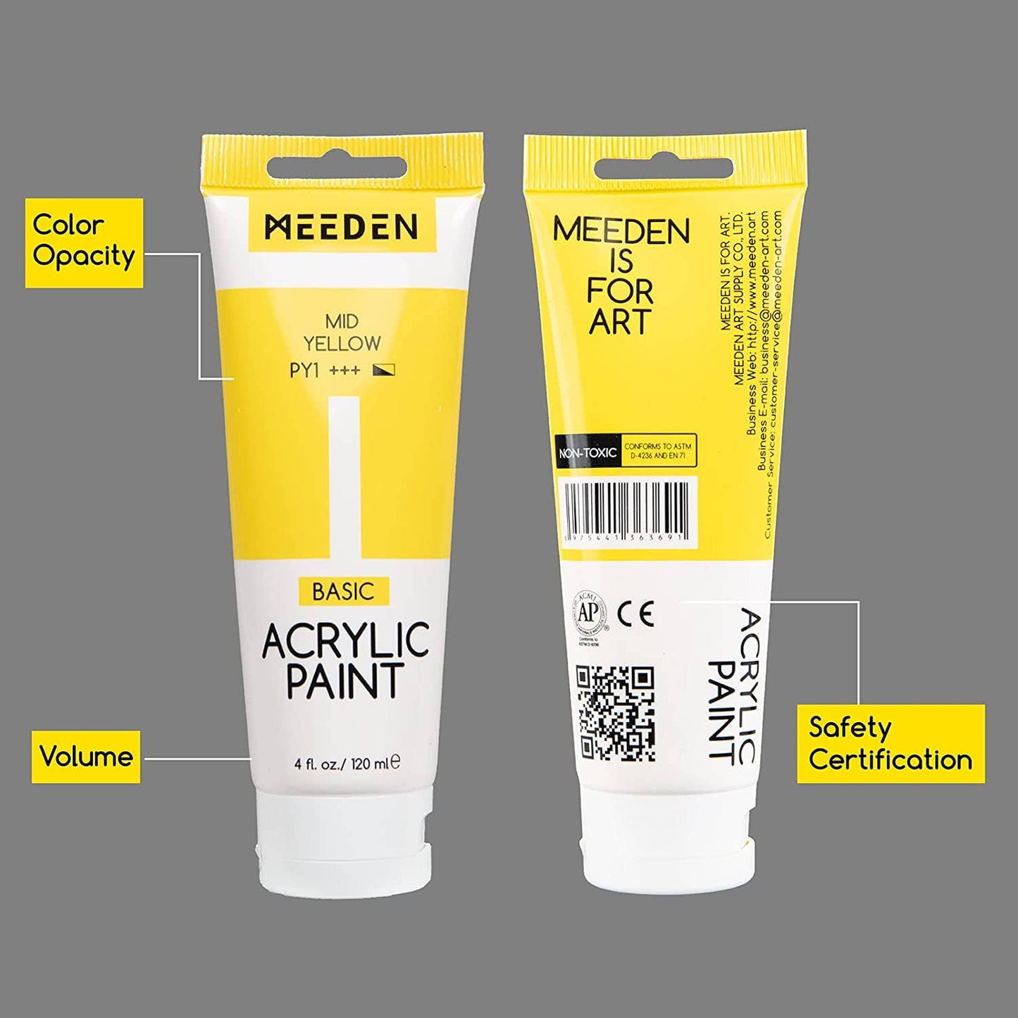 MEEDEN 12-color Acrylic Paint, 120 ml/4 oz Tubes Heavy Body Acrylic Paint Set