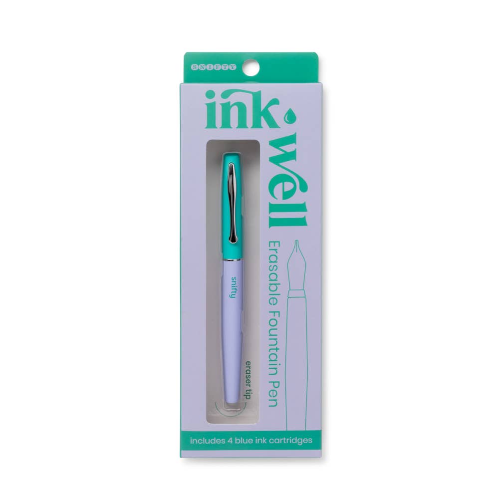 INK WELL ERASABLE FOUNTAIN PEN - PERIWINKLE/KELLY GREEN