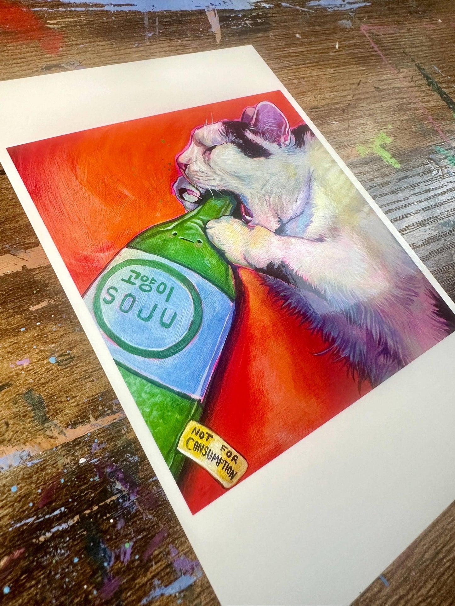 Art Print Soju Cat: Meme Home Decor