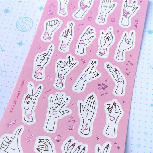 Tattoo Hands Sticker Sheet