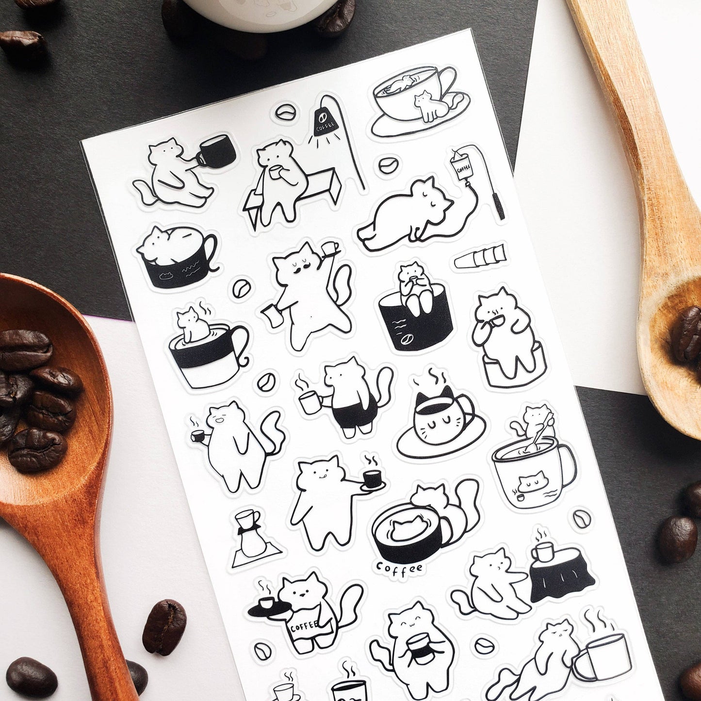 Caffeine Cats 2 Sticker Sheet