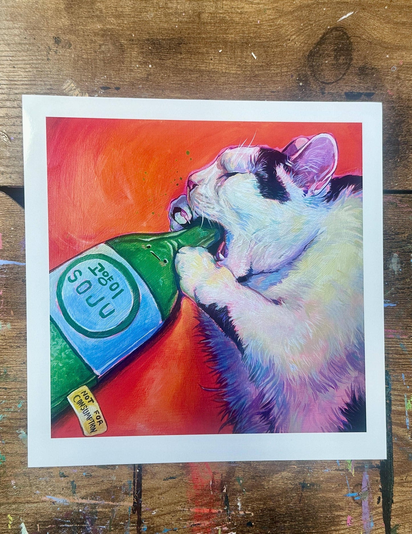 Art Print Soju Cat: Meme Home Decor