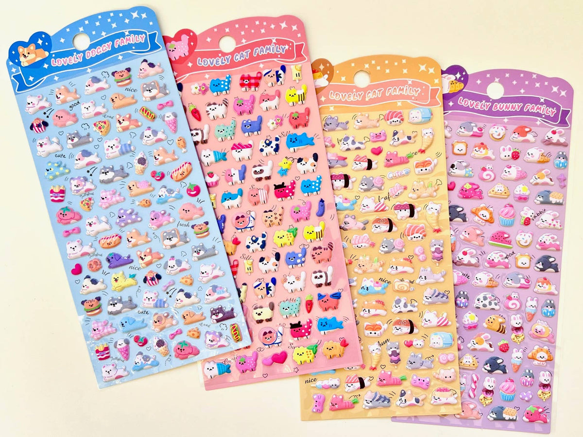11082 Tiny Puffy Cat Dog Rabbit Stickers