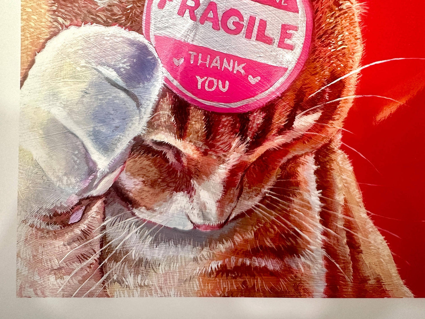 Fragile Orange Cat Art Print, Cute Orange Kitty Poster